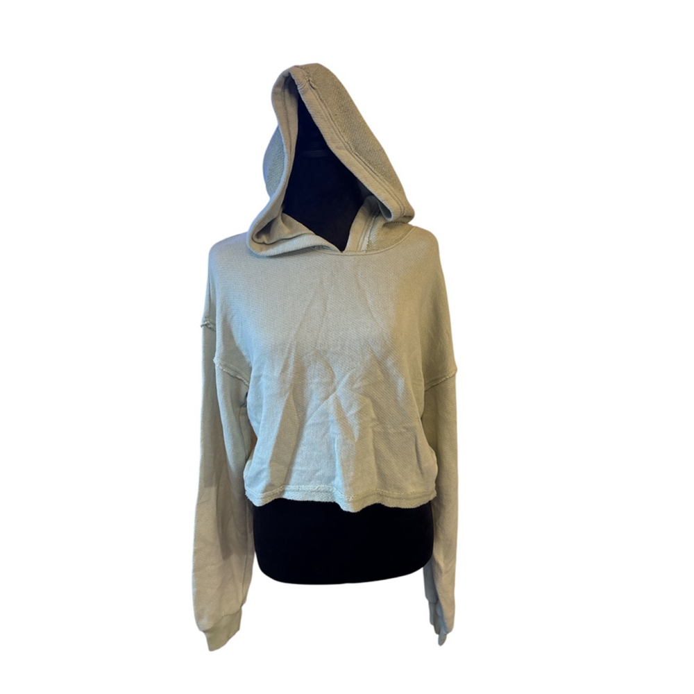 American Eagle Light Green Crop Hoodie with Open Back - Size XS